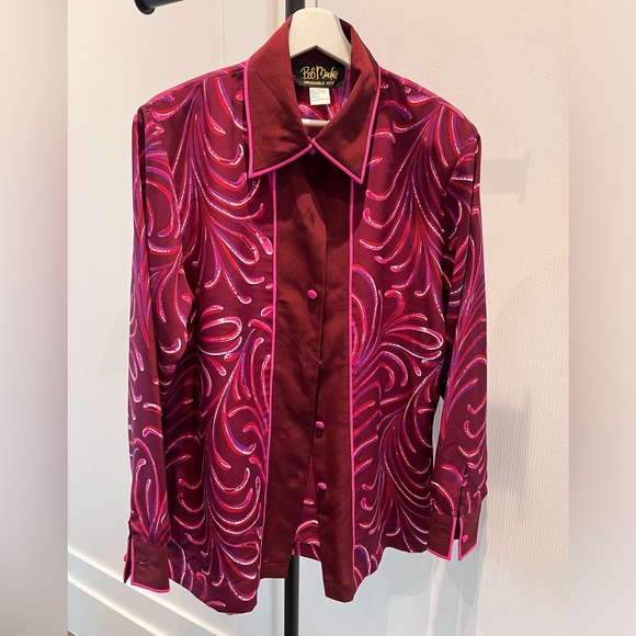 Vintage Bob Mackie wearable art blouse L - Picture 2 of 6